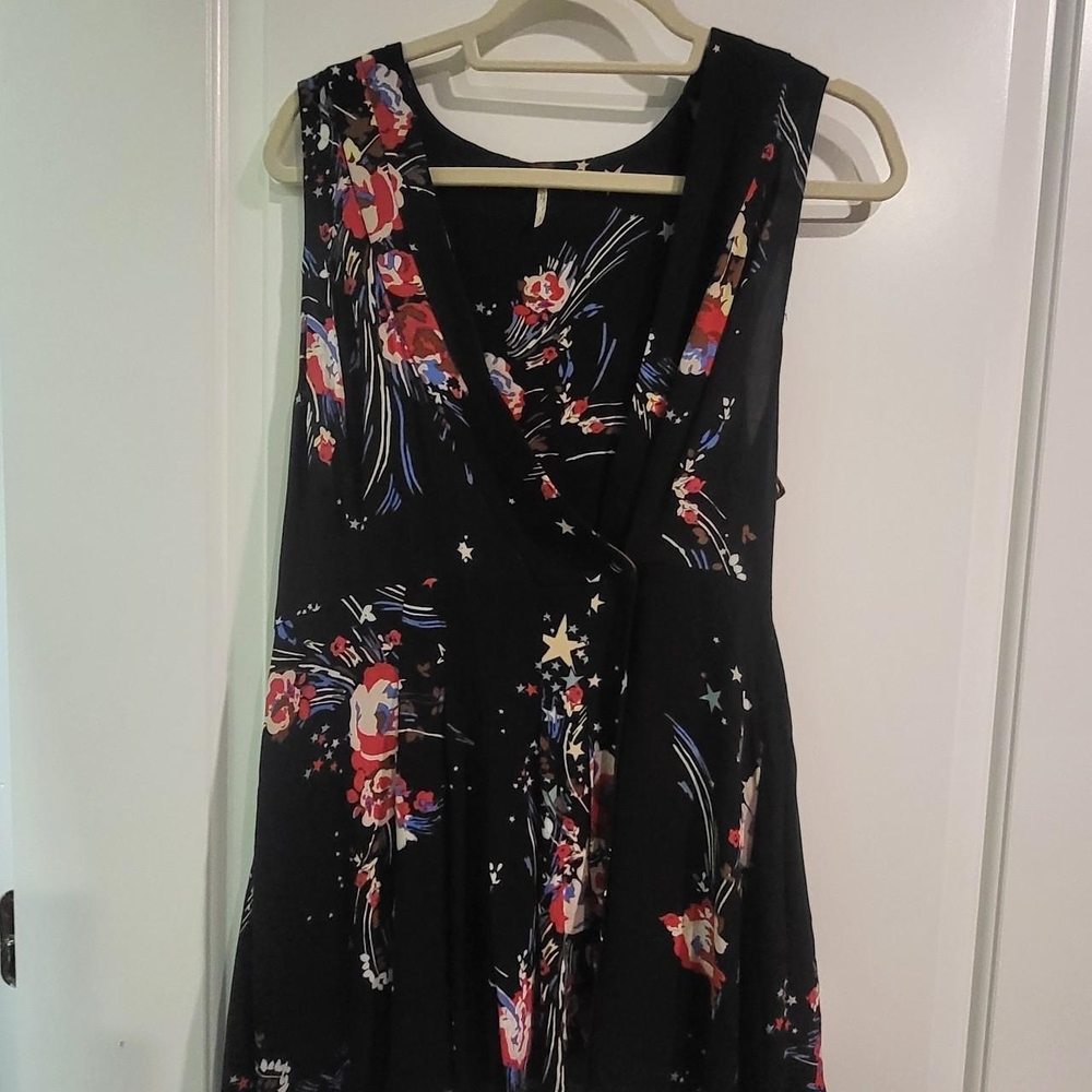 Free People Black Floral Midi Dress
